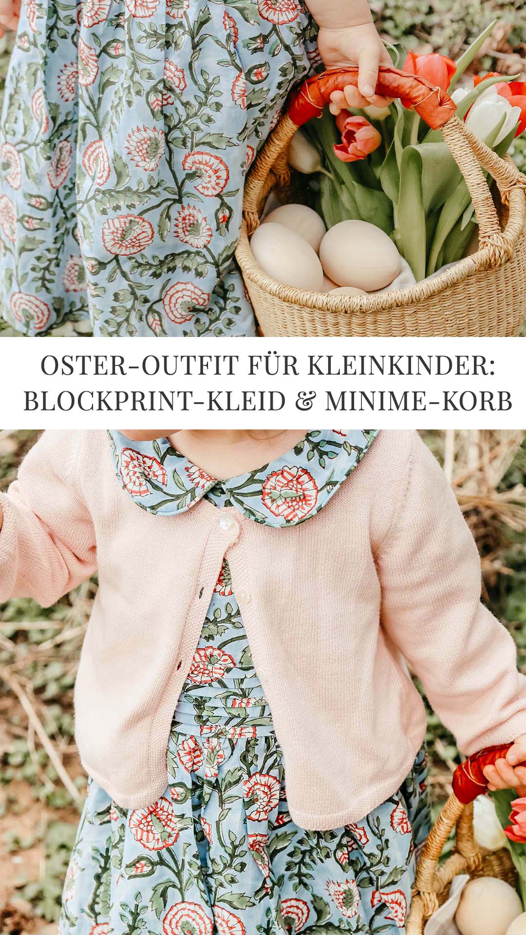 Oster-Outfit für Kinder: Blockprint-Kleid und Mini me Korb