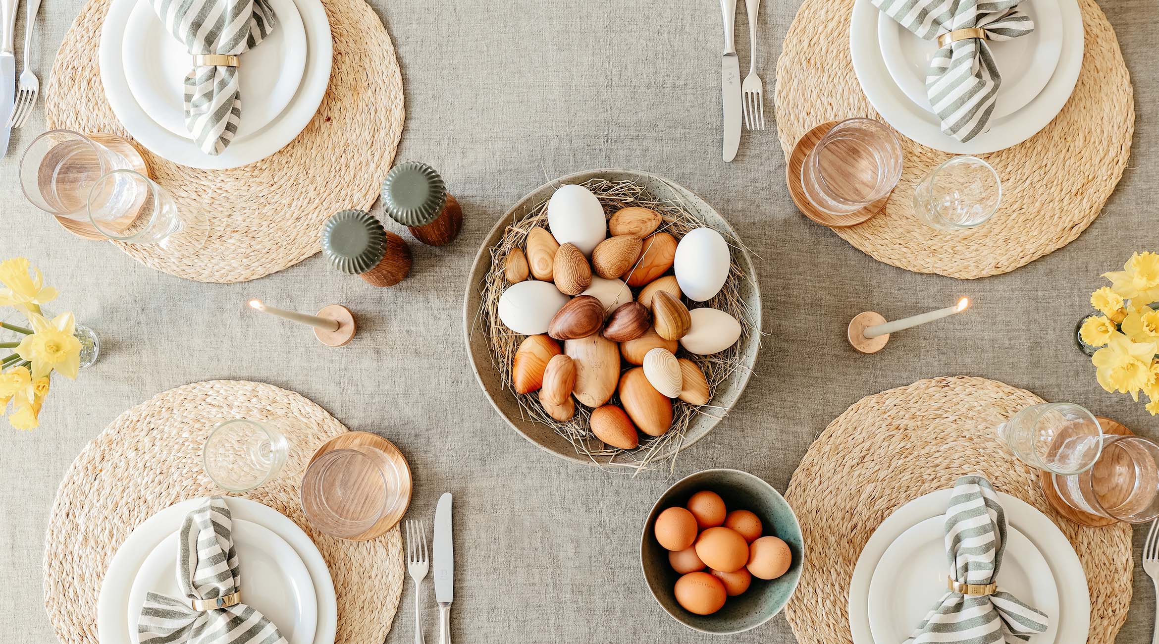 Ostertafel: Ein natürlicher Tisch in meiner Lieblingsfarbe Olivgrün