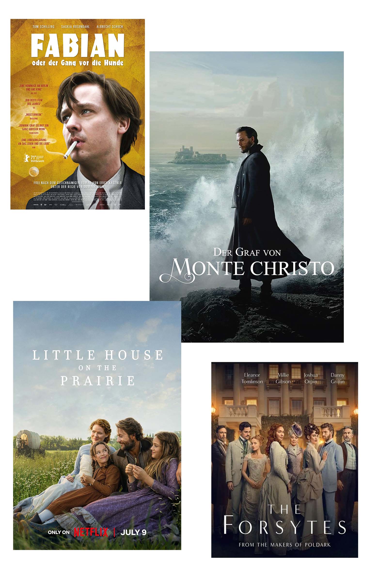 Literaturverfilmungen Aktuelle Literaturverfilmungen: The Forsytes, Little House on the Prairie, Fabian und Der Graf von Monte Christo